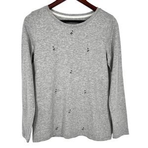 Talbots Sz Small Winter Snowman Christmas Sweatshirt Blouse Shirt Top Artsy